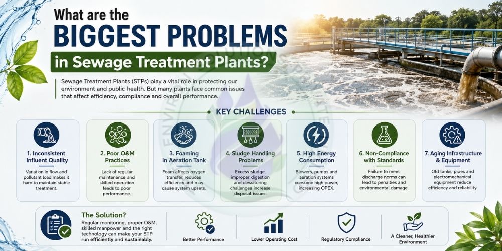What are the biggest problems in sewage treatment plants?