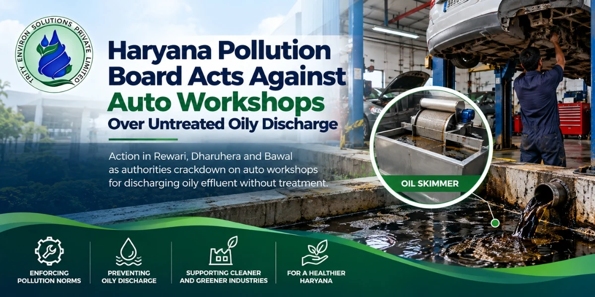 Haryana Pollution Board Acts Against Auto Workshops Over Untreated Oily Discharge