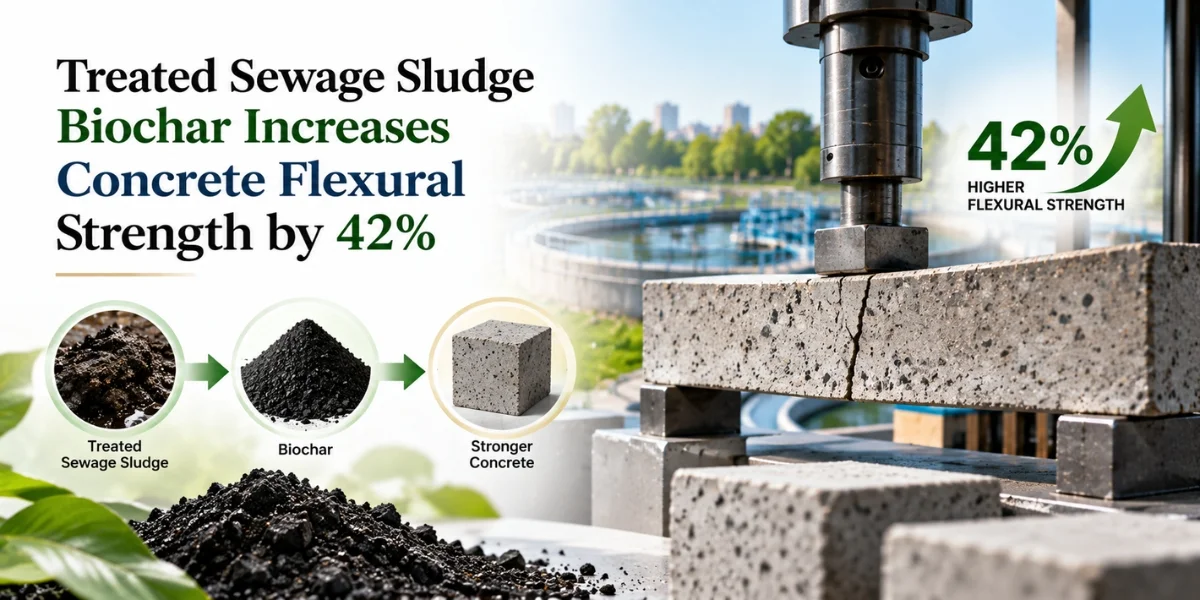Treated Sewage Sludge Biochar Increases Concrete Flexural Strength by 42%